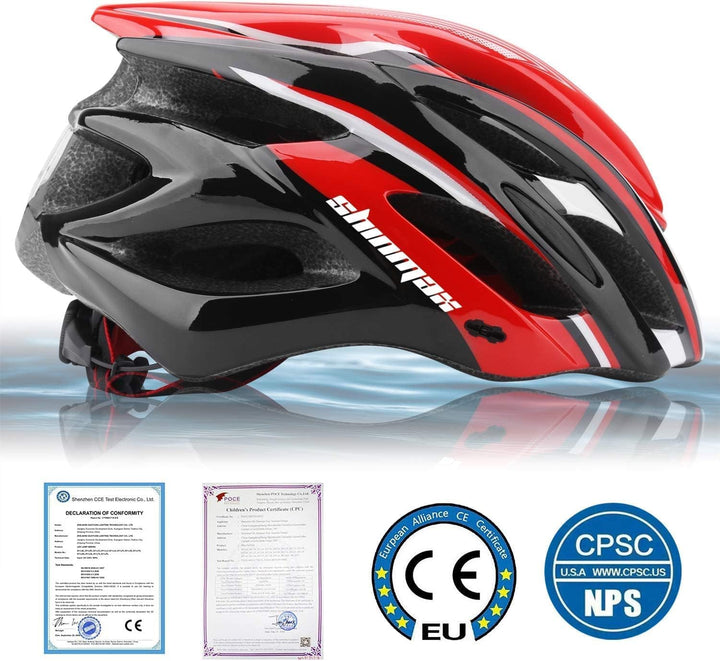 Shinmax Fahrradhelm Herren Damen MTB Helm Visier und Rücklicht mit 21 Belüftungskanäle - Erwachsene