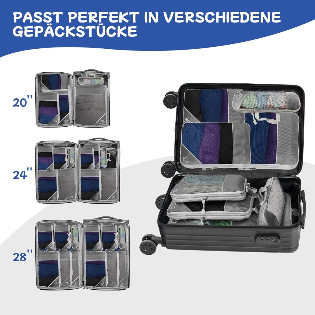 5-teilig Kompressions Packwürfel Set für Reisen, Compression Packing Cube zur Organisation Ihres Rei