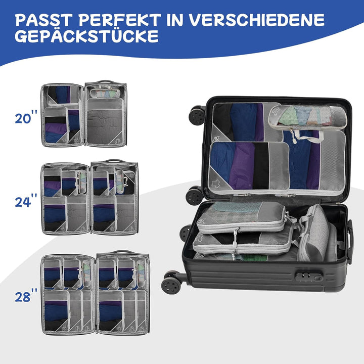 5-teilig Kompressions Packwürfel Set für Reisen, Compression Packing Cube zur Organisation Ihres Rei