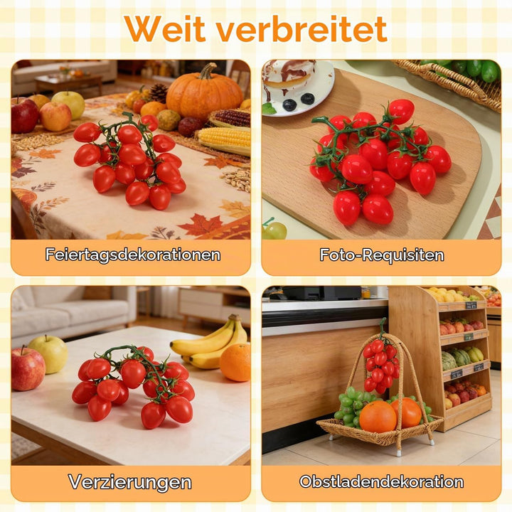 IMIKEYA 3er Set Künstliche Kirschtomaten Lebensechte Gefälschte Tomaten künstliches Obst Dekoration