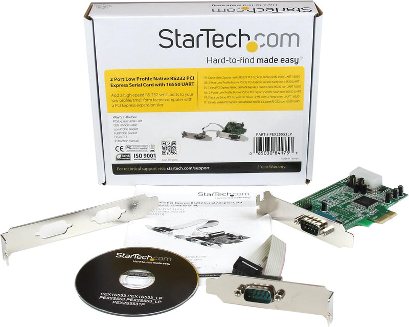 StarTech.com 2 Port Seriell RS232 PCI Express Low Profile Schnittstellenkarte mit 16550 UART - 2 Por