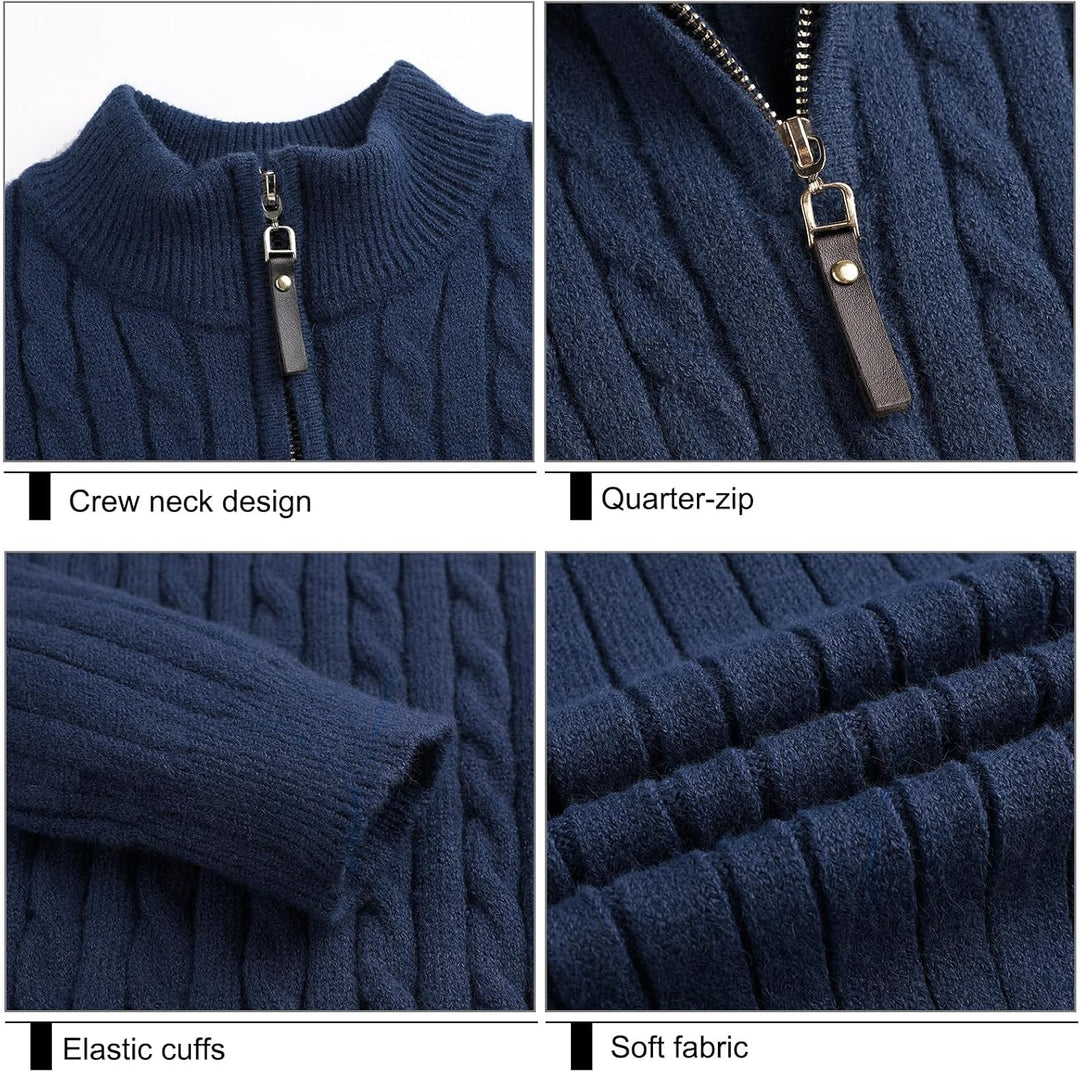 Superora Herren Stehkragen Pullover Basic Feinstrick Pullover mit 1/4 Reissverschluss Slim Fit Pulli