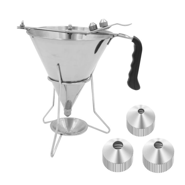 Pfannkuchen Trichter Edelstahl Teigportionierer, 1.9 L Pancakes Trichter Fondanttrichter, Einfülltri