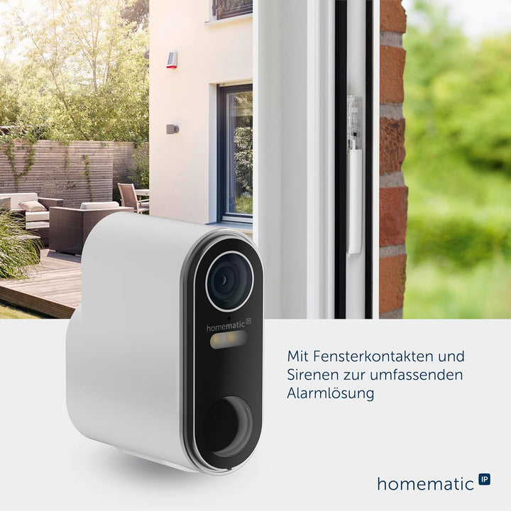 Homematic IP Akku-Aussenkamera, Smart Home, kabellose Überwachungskamera für den Aussenbereich mit A