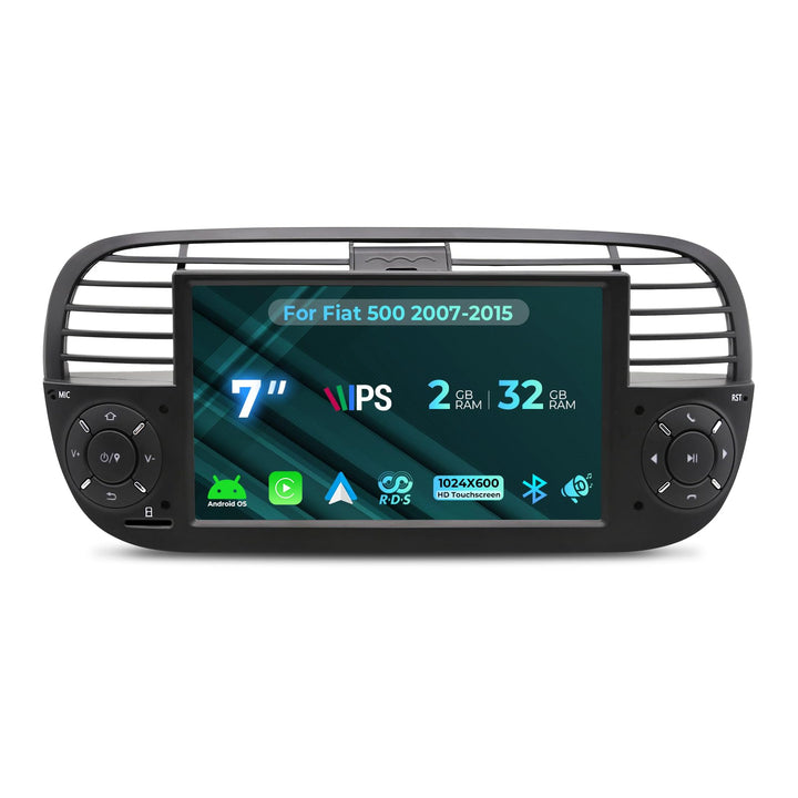 Android Autoradio für FIAT 500 2007-2015, 7-Zoll Radio 2+32GB Headunit mit kabellosem Carplay/Androi