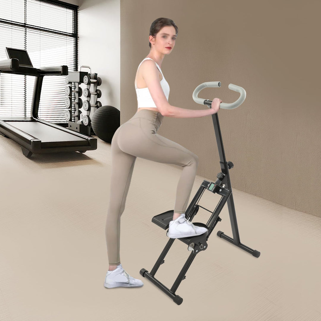 Treppensteiger Fitnessgerät, Klettermaschine mit Display, Verstellbare Lenker und Pedale, Zusammenkl