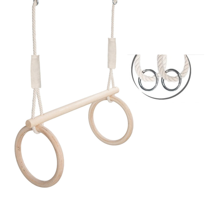 MAMOI® Turnringen Trapez Schaukel 2 in 1 Multifunktions mit Holz Ringe Trapez zum aufhängen bis 50kg