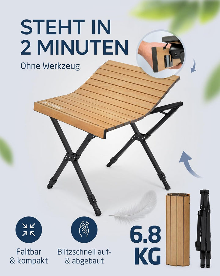 NORDMUT® Campingtisch klappbar – Hochwertiger Klapptisch Camping aus Aluminium – Rostfreier Campingt