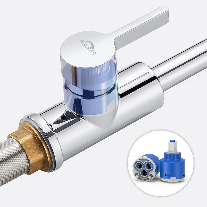 Auralum Niederdruck Armatur Küche für Wasserboiler, Wasserhahn Küche mit 3 Schläuchen für Kaltwasser