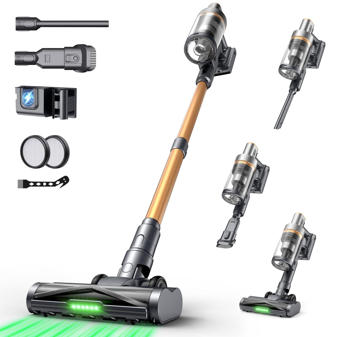 Akku Staubsauger, 650W/65000Pa/75Min, Laufzeit Staubsauger Kabellos mit Smart LED Display und Ladest