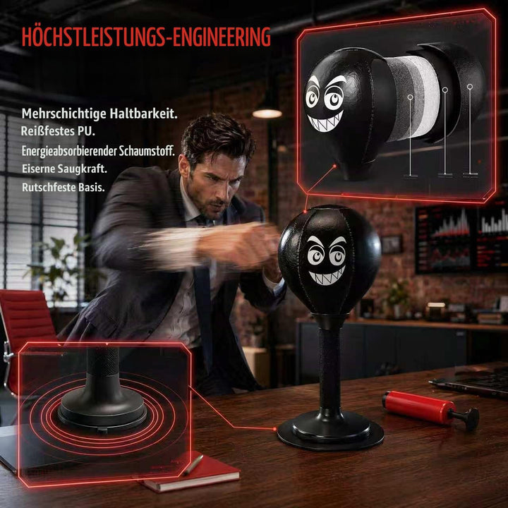 Punchingball Tisch, Freistehender Desktop-Boxsack, Schwarz, Schwarz