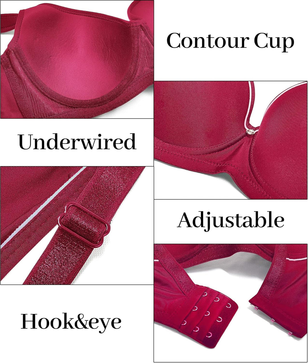 SHEKINI Damen BH mit Bügel Klassische T-Shirt BHS Push up BH Nicht Gepolsterter Nahtloser Soft Bra m