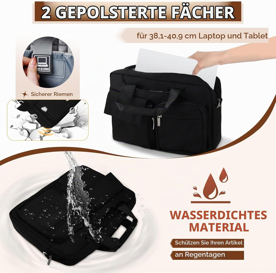 Laptoptasche 15-16,1 Zoll, Laptop Schultertasche, Laptop Umhängetasche Herren, Lehrertasche Gross, A
