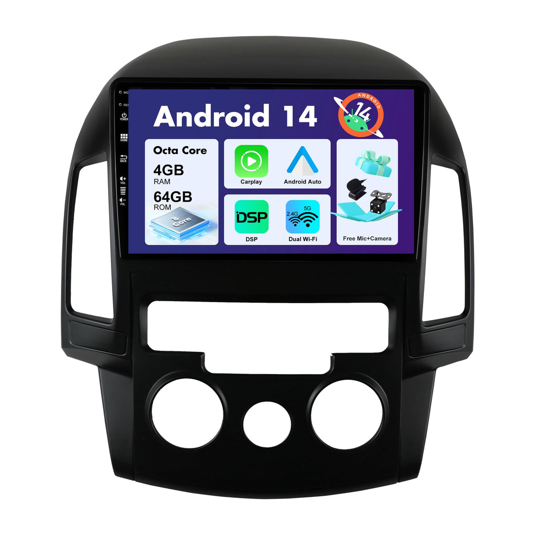 SXAUTO Android 12 IPS Autoradio Passt für Hyundai I30 (2006-2011) - Eingebaut Wireless Carplay/Andro
