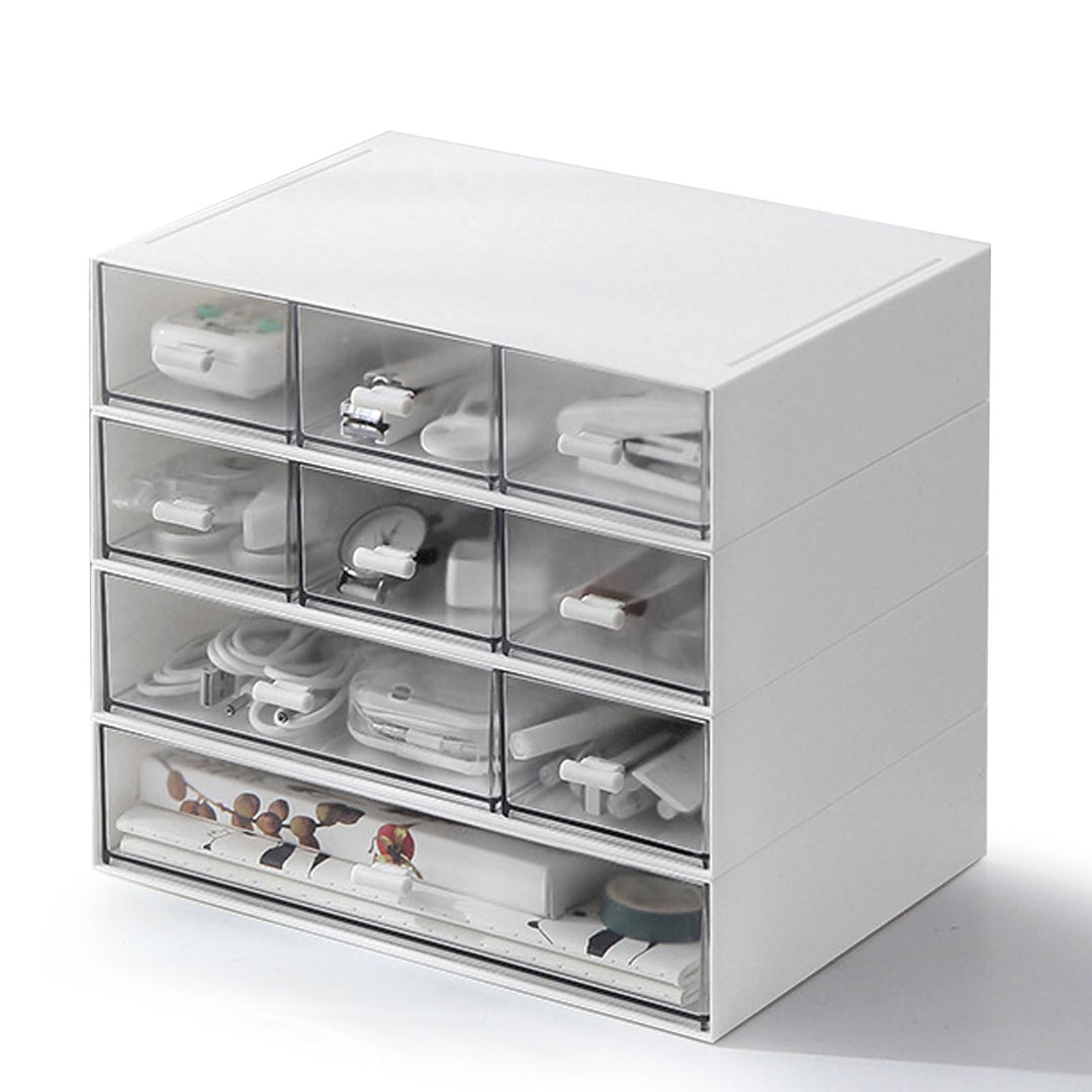 MUXHEL Stapelbarer Schreibtisch-Organizer mit 9 Schubladen, 4-tier Aufbewahrungsbox Kunststoff, Schu