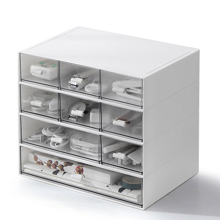 MUXHEL Stapelbarer Schreibtisch-Organizer mit 9 Schubladen, 4-tier Aufbewahrungsbox Kunststoff, Schu
