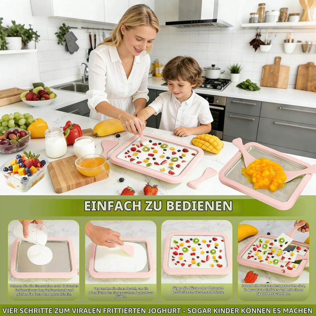 Eiscreme Roller Maker Set Mit 2 Spateln, Instant Eismaschine, Ice Cream Rolls Platte Für Erwachsene