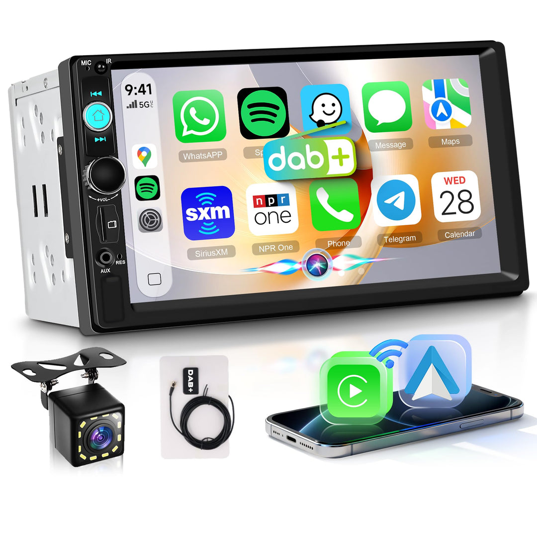 Rimoody DAB+/DAB Autoradio 2 Din mit Wireless Carplay Android Auto Bluetooth 5.2, 7 Zoll Touchscreen