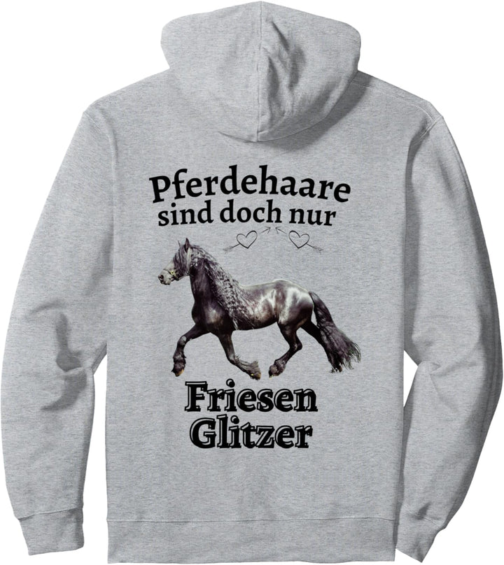Pferdehaare oder Friesen Glitzer Pferd Reiten Friesenpferd Pullover Hoodie