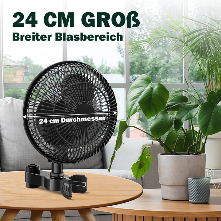 2 Stück Clip Ventilator 220mm für Grow Zelte, 2 Oszillationsstufen | Ventilator, oszillierend, 2 Ges