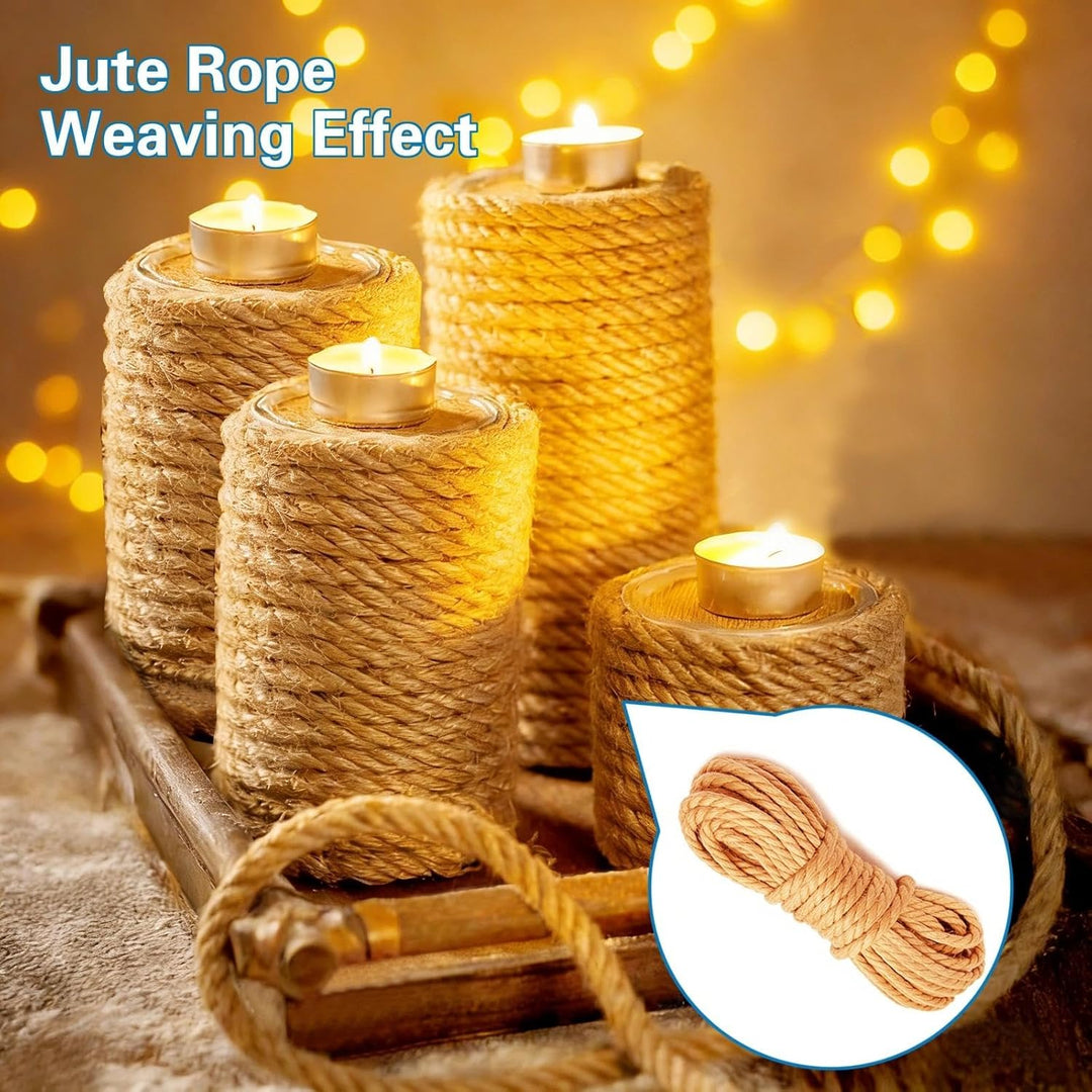 Juteseil 10 mm, 24 M Juteschnur, Natur Tau Seil Kordel, Jutekordel Robustes Bastelschnur Reissfestes