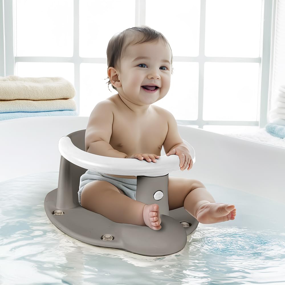 Dolu Baby Badesitz - Sicher & Bequem - Steingrau - Ideal für Neugeborene & Säuglinge - Einfache Hand