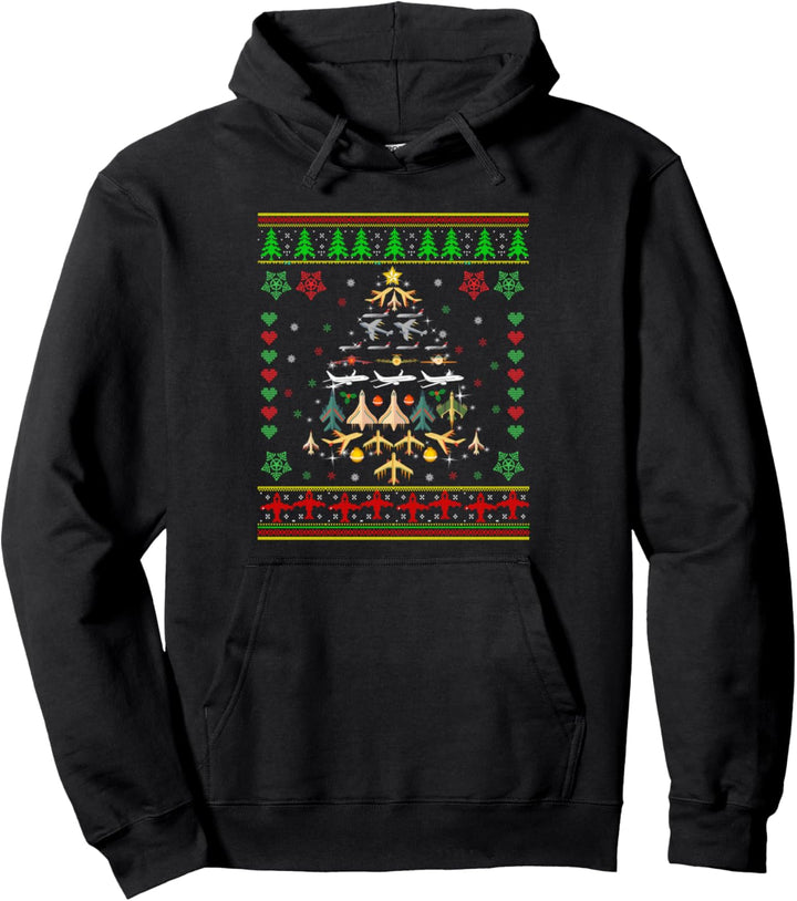 Flugzeug Weihnachtsbaum hässliche Weihnachtspullover Dekoration Pilot Pullover Hoodie