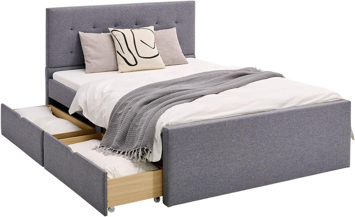 Homestyle4u 1916, Bettkasten Aufbewahrung mit Rollen, Bett Schublade 2er Set, Bettauszug Grau