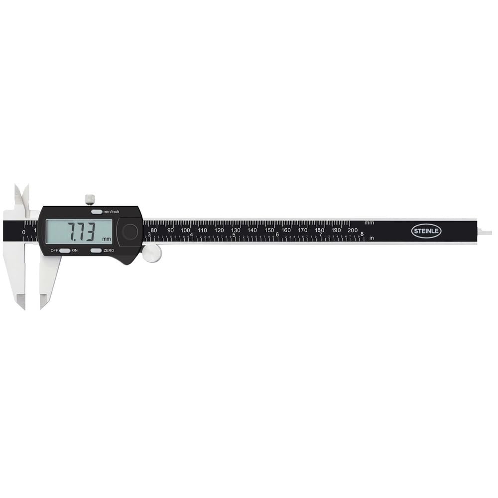 STEINLE 1321 Digital Messschieber 200 mm mit Feststellschraube, Ablesung: 0,01 mm Tiefenmass eckig