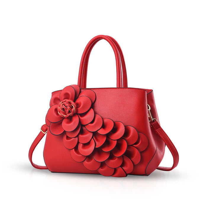 NICOLE & DORIS Umhängetasche Umhängetasche Handtasche Blumenmotiv für Damen Rot, Rot