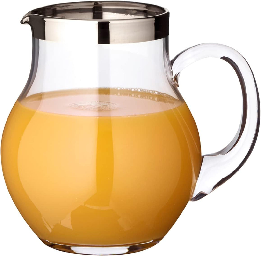 EDZARD Glaskaraffe Olivia, feiner Kristallglas Krug mit Platinrand, Füllvolumen 1,0 Liter, Höhe 16 c