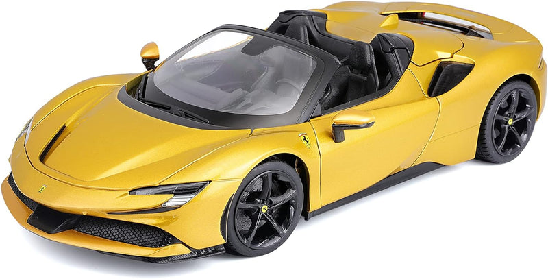 Bburago Ferrari SF90 Spider: Modellauto im Massstab 1:18, Ferrari Race & Play Serie, Kofferraum, Mot