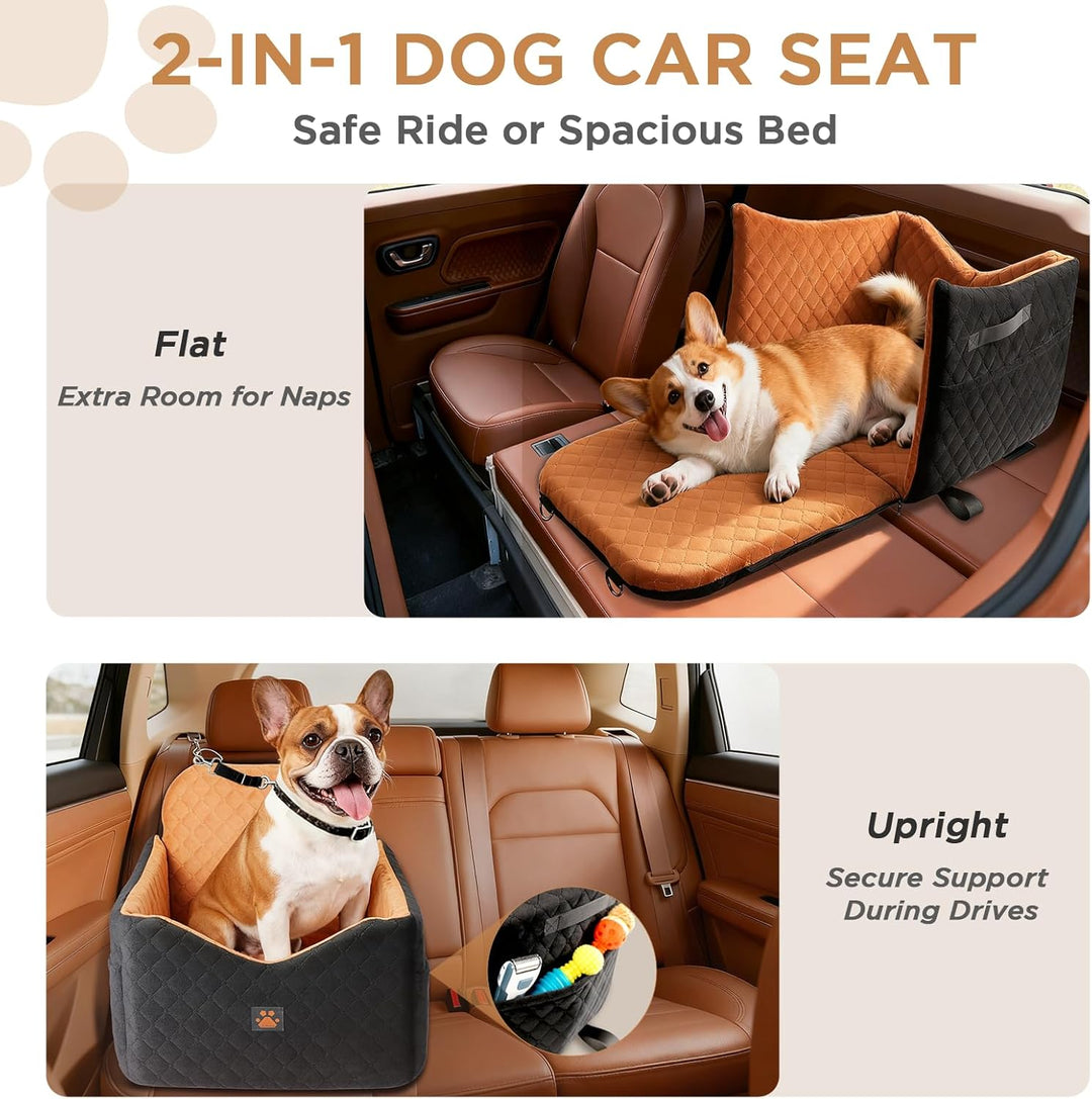 Autositz für Kleine und Mittelgrosse Hunde bis zu 16 kg, Welpen-Autositz mit Dickem Polster, Abnehmb