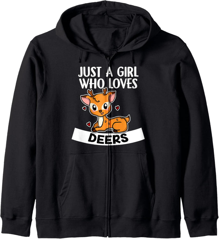 Just A Girl Who Loves Deers Lustiges Rehkitz Reh Kostüm Kapuzenjacke