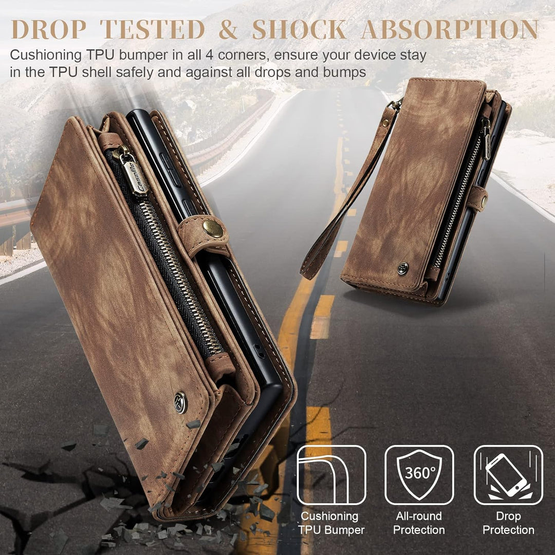 UFinetech 2-in-1 Samsung Galaxy S21 Hülle Tasche Handy Leder TPU Flip Magnetische Ständer Kartenfach