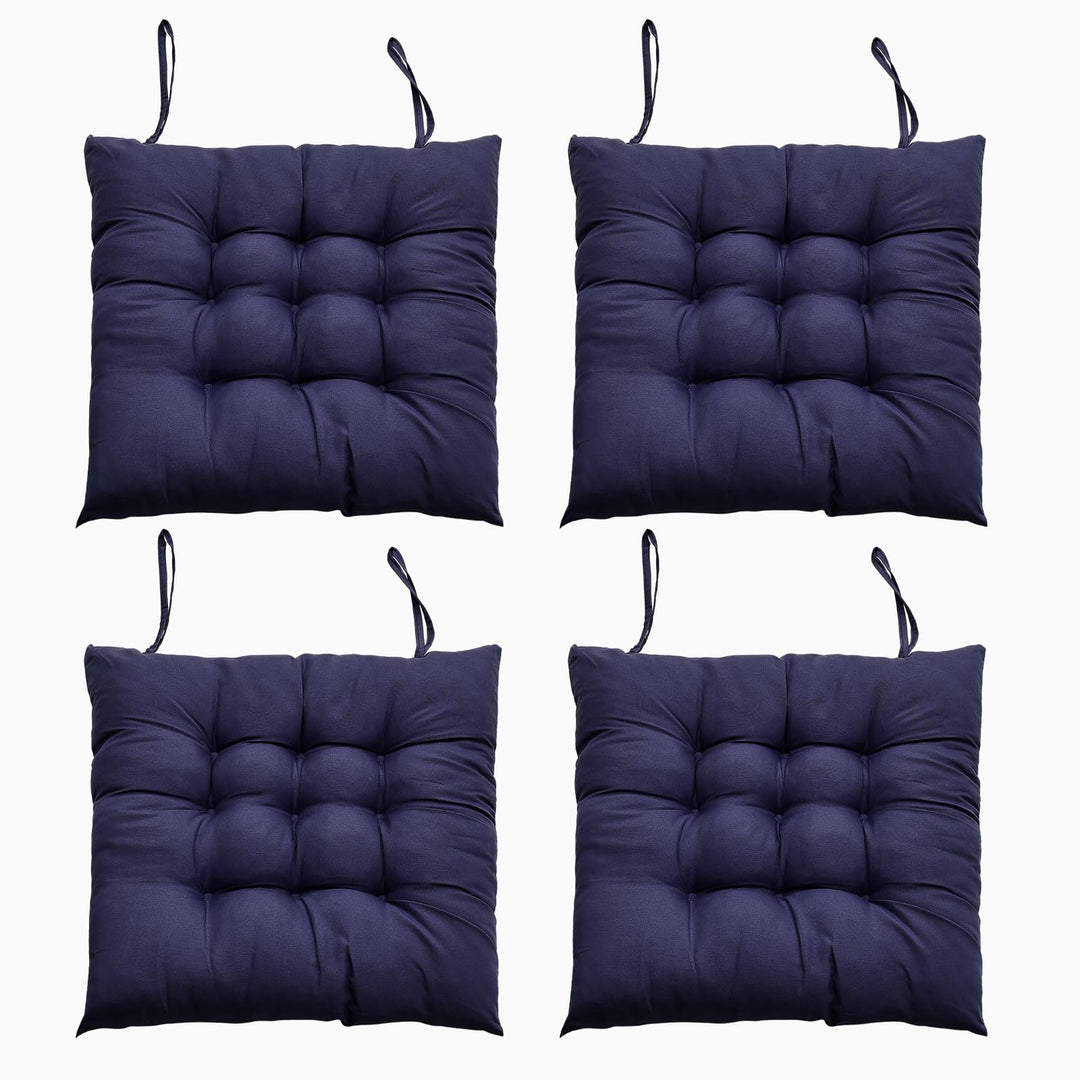 4er Set Stuhlkissen mit Bändern, Bequemes Sitzkissen 40x40 cm Stuhlauflage für Bürostuhl, Gartenstuh
