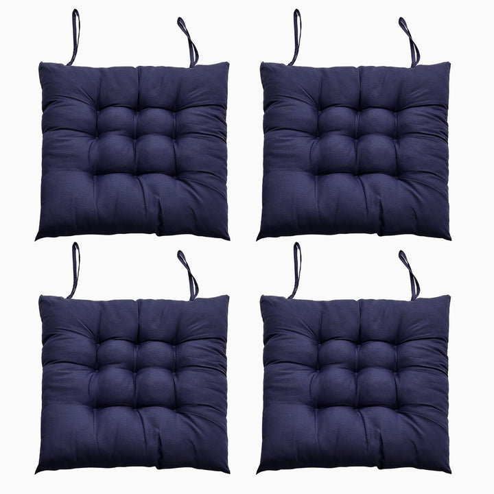 4er Set Stuhlkissen mit Bändern, Bequemes Sitzkissen 40x40 cm Stuhlauflage für Bürostuhl, Gartenstuh