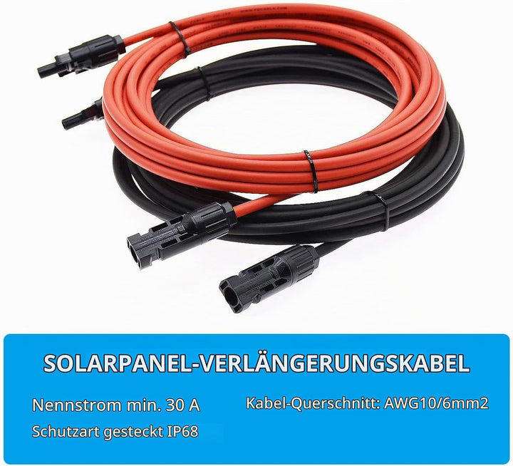 XTVTX Solarkabel 6mm²,Solarkabel Verlängerungskabel 10m,Verlängerung,Photovoltaik kabel,pv kabel 6mm