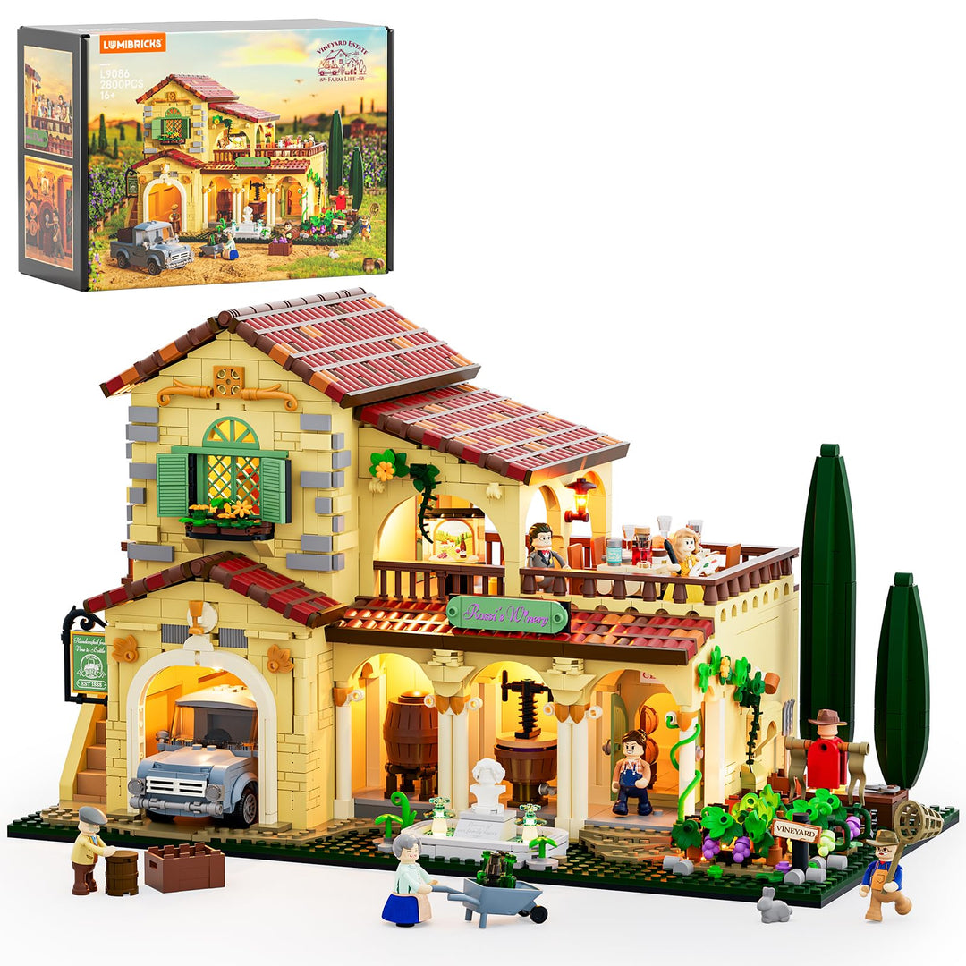 Lumibricks Weinbau-Anwesen Beleuchtungs Bausteine Set – 2800 Teile Mediterranes Toskana-Weingut mit
