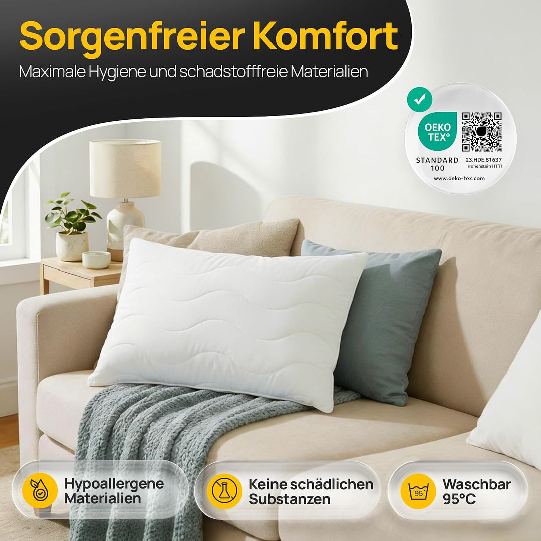 LILENO HOME Kopfkissen 30x40 cm [6er Set] als Kissen-Füllung - Bett oder Deko Kissen mit Reissversch