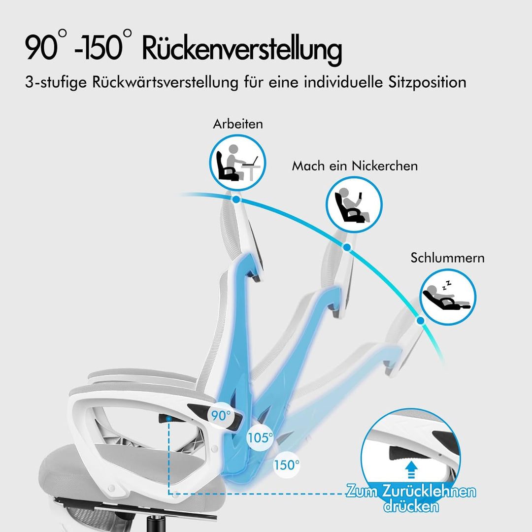 ALFORDSON Mesh Bürostuhl Chefsessel Schreibtischstuhl Ergonomischer,Hochlehner Grossflächiger Lenden
