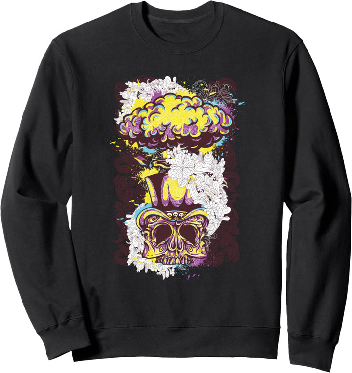 Skull face nuclear cloud explosion hat Sweatshirt