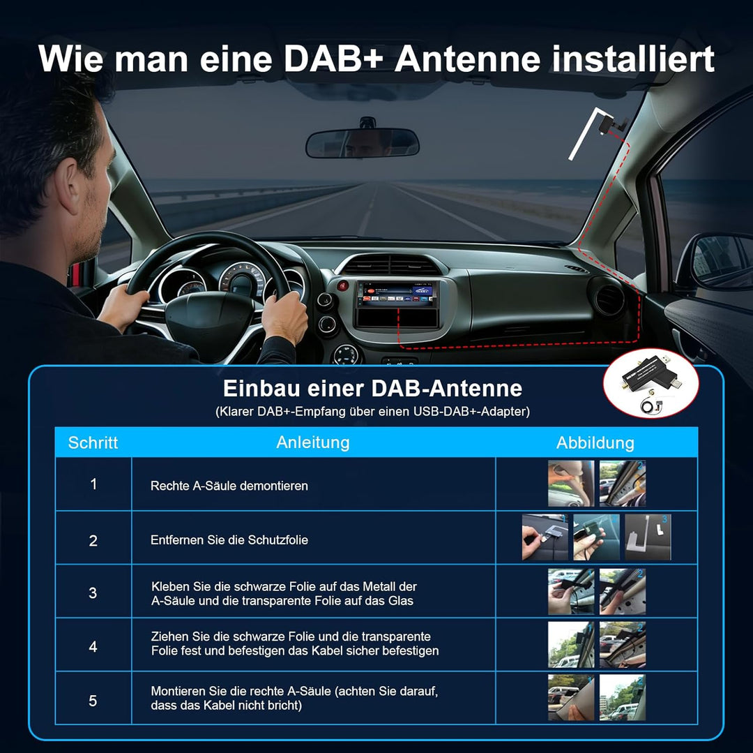 LEROAADZ 1 Din Car Radio Android Autoradio mit Bildschirm, 4GB+64GB Wireless Android Auto & Apple Ca