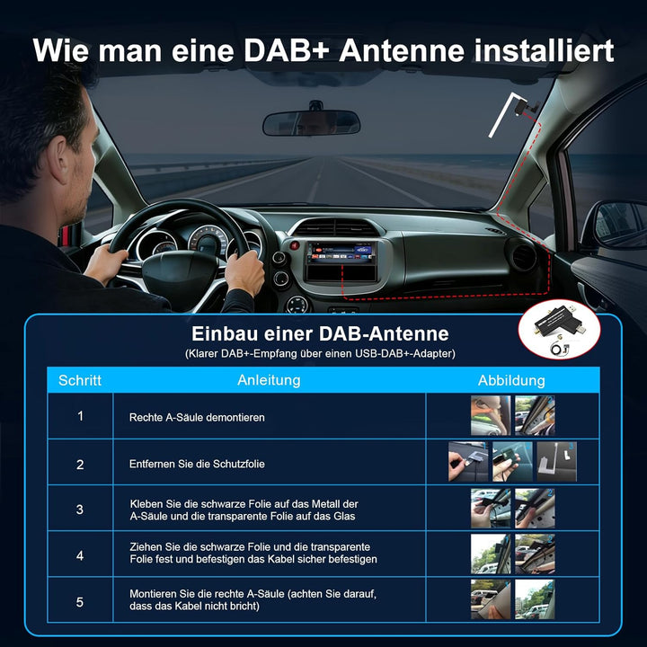 LEROAADZ 1 Din Car Radio Android Autoradio mit Bildschirm, 4GB+64GB Wireless Android Auto & Apple Ca
