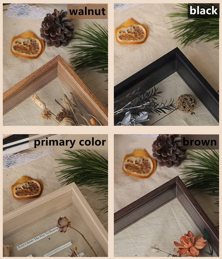 NatureMan Holzrahmen, getrocknete Blumen, dekorativer schwebender Bilderrahmen, doppelseitiges Glas,
