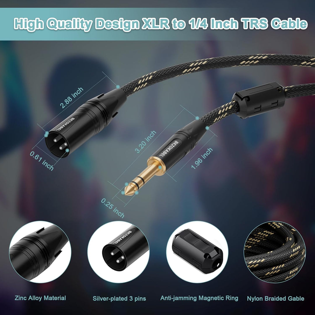 XLR auf 6,35 mm (1/4 Zoll) Kabel, 4,5 m, 2 Packungen, TRS auf XLR-Mikrofonkabel, Geflochtenes Nylon