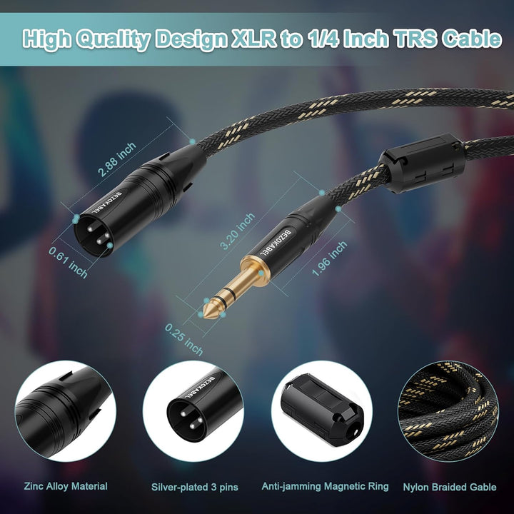 XLR auf 6,35 mm (1/4 Zoll) Kabel, 4,5 m, 2 Packungen, TRS auf XLR-Mikrofonkabel, Geflochtenes Nylon