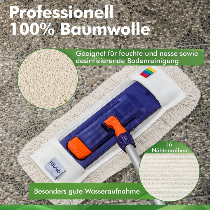 Okaei 5 Stück Wischmopp Bezug (40 cm) - Bodenwischer-Wischbezug zur Trocken- & Nassreinigung - Boden