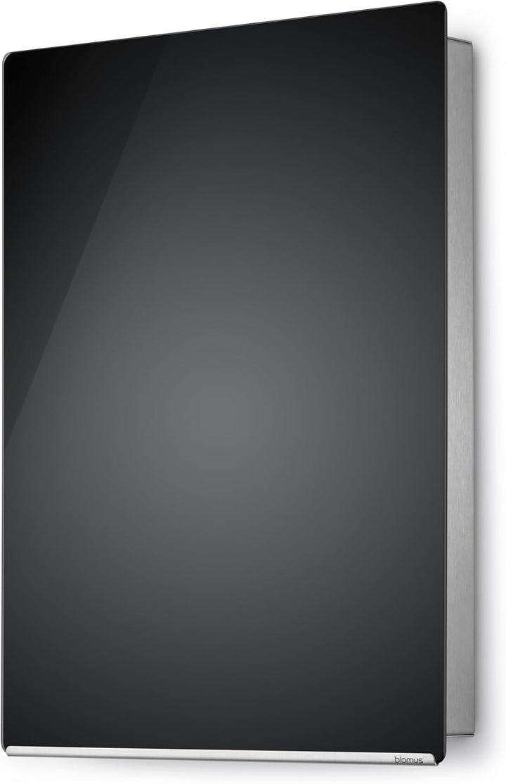 Blomus 65367 Schlüsselkasten/Glasmagnettafel Velio, schwarz Silber 5 x 30 x 40 cm, Silber 5 x 30 x 4