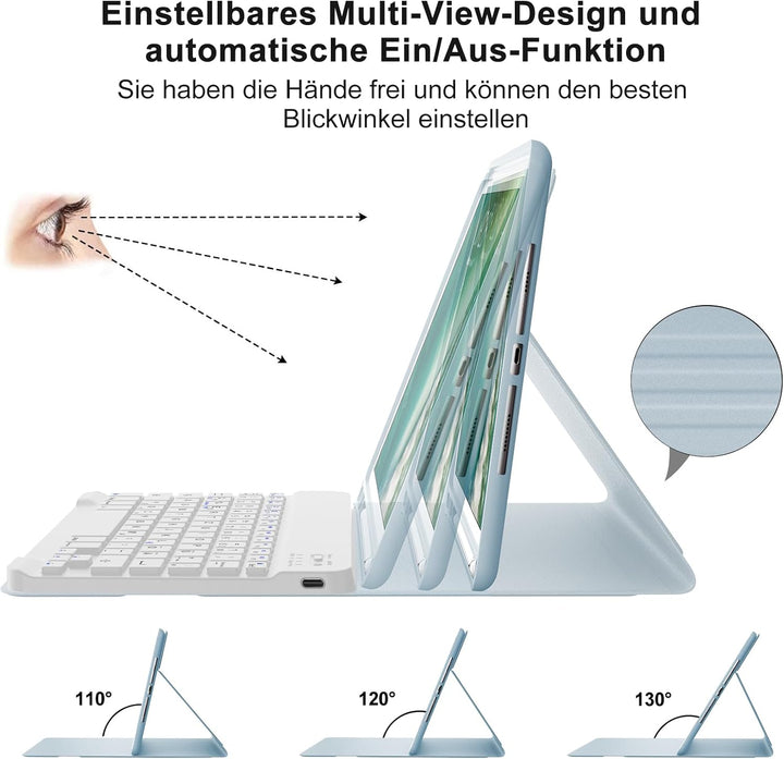 IVEOPPE Tastatur für iPad 6. Generation 9,7 Zoll 2018, Hülle Tastatur für iPad Pro 9.7"/Air 2 & 1, B